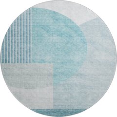 Premium Machine Washable Mayfield AMF678 Teal 8' x 8' Round Rug
