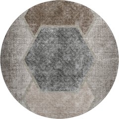 Premium Machine Washable Mayfield AMF679 Fudge 8' x 8' Round Rug