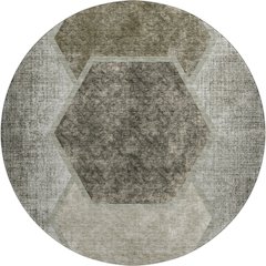 Premium Machine Washable Mayfield AMF679 Taupe 8' x 8' Round Rug