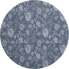 Premium Machine Washable Mayfield AMF680 Blue 8' x 8' Round Rug