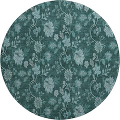 Premium Machine Washable Mayfield AMF680 Teal 8' x 8' Round Rug