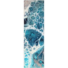 Premium Machine Washable Mayfield AMF682 Teal 2'3" x 7'6" Runner Rug