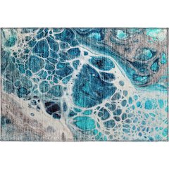 Premium Machine Washable Mayfield AMF682 Teal 1'8" x 2'6" Rug
