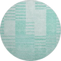 Premium Machine Washable Mayfield AMF686 Teal 8' x 8' Round Rug