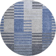 Premium Machine Washable Mayfield AMF687 Blue 8' x 8' Round Rug