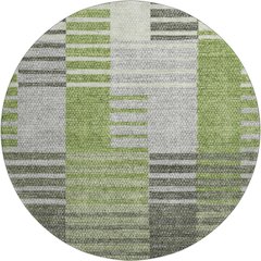 Premium Machine Washable Mayfield AMF687 Green 8' x 8' Round Rug