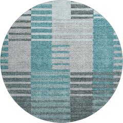 Premium Machine Washable Mayfield AMF687 Teal 8' x 8' Round Rug
