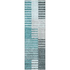 Premium Machine Washable Mayfield AMF687 Teal 2'3" x 7'6" Runner Rug