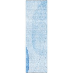 Premium Machine Washable Mayfield AMF696 Blue 2'3" x 7'6" Runner Rug