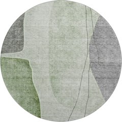Premium Machine Washable Mayfield AMF696 Green 8' x 8' Round Rug