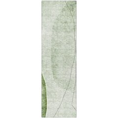 Premium Machine Washable Mayfield AMF696 Green 2'3" x 7'6" Runner Rug
