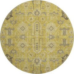 Premium Machine Washable Mayfield AMF697 Gold 8' x 8' Round Rug