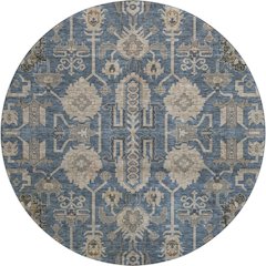 Premium Machine Washable Mayfield AMF697 Navy 8' x 8' Round Rug