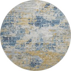 Premium Machine Washable Mayfield  Blue 8' x 8' Round Rug