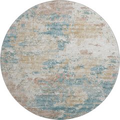 Premium Machine Washable Mayfield  Teal 8' x 8' Round Rug