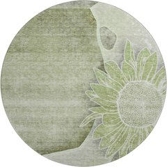 Premium Machine Washable Mayfield AMF700 Aloe 8' x 8' Round Rug