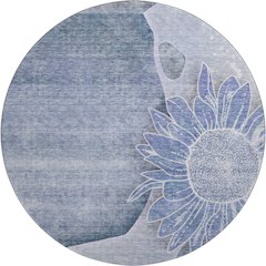 Premium Machine Washable Mayfield AMF700 Blue 8' x 8' Round Rug