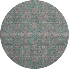 Premium Machine Washable Mayfield AMF702 Teal 8' x 8' Round Rug
