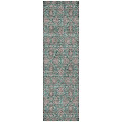Premium Machine Washable Mayfield AMF702 Teal 2'3" x 7'6" Runner Rug