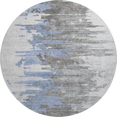 Premium Machine Washable Mayfield AMF704 Blue 8' x 8' Round Rug