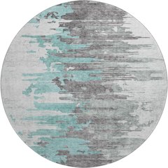 Premium Machine Washable Mayfield AMF704 Teal 8' x 8' Round Rug