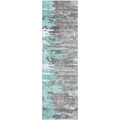 Premium Machine Washable Mayfield AMF704 Teal 2'3" x 7'6" Runner Rug