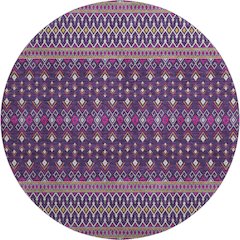 Premium Machine Washable Mayfield AMF708 Purple 8' x 8' Round Rug