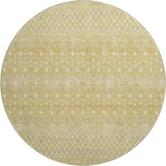 Premium Machine Washable Mayfield AMF709 Gold 8' x 8' Round Rug