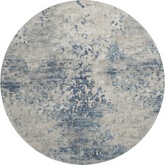 Premium Machine Washable Mayfield  Blue 8' x 8' Round Rug