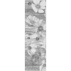 Premium Machine Washable Mayfield AMF712 Gray 2'3" x 7'6" Runner Rug