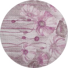 Premium Machine Washable Mayfield AMF712 Plum 8' x 8' Round Rug