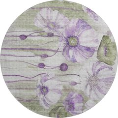 Premium Machine Washable Mayfield AMF712 Purple 8' x 8' Round Rug