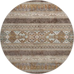 Premium Machine Washable Mayfield AMF714 Chocolate 8' x 8' Round Rug