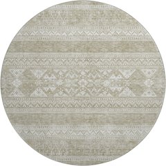 Premium Machine Washable Mayfield AMF714 Khaki 8' x 8' Round Rug