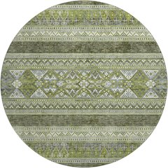 Premium Machine Washable Mayfield AMF714 Olive 8' x 8' Round Rug