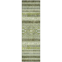 Premium Machine Washable Mayfield AMF714 Olive 2'3" x 7'6" Runner Rug