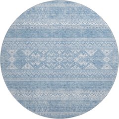 Premium Machine Washable Mayfield AMF714 Sky 8' x 8' Round Rug