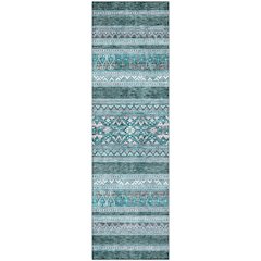 Premium Machine Washable Mayfield AMF714 Teal 2'3" x 7'6" Runner Rug