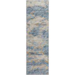 Premium Machine Washable Mayfield  Blue 2'3" x 7'6" Runner Rug