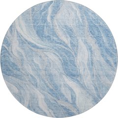 Premium Machine Washable Mayfield AMF720 Blue 8' x 8' Round Rug