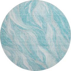 Premium Machine Washable Mayfield AMF720 Teal 8' x 8' Round Rug