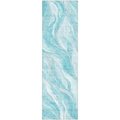 Premium Machine Washable Mayfield AMF720 Teal 2'3" x 7'6" Runner Rug