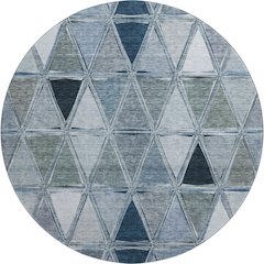 Premium Machine Washable Mayfield AMF722 Blue 8' x 8' Round Rug