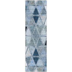 Premium Machine Washable Mayfield AMF722 Blue 2'3" x 7'6" Runner Rug