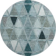 Premium Machine Washable Mayfield AMF722 Teal 8' x 8' Round Rug