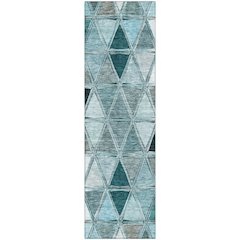 Premium Machine Washable Mayfield AMF722 Teal 2'3" x 7'6" Runner Rug
