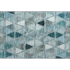 Premium Machine Washable Mayfield AMF722 Teal 1'8" x 2'6" Rug