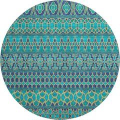 Premium Machine Washable Mayfield AMF726 Teal 8' x 8' Round Rug
