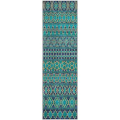 Premium Machine Washable Mayfield AMF726 Teal 2'3" x 7'6" Runner Rug