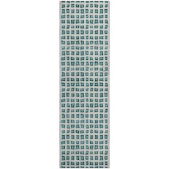 Premium Machine Washable Mayfield AMF727 Teal 2'3" x 7'6" Runner Rug